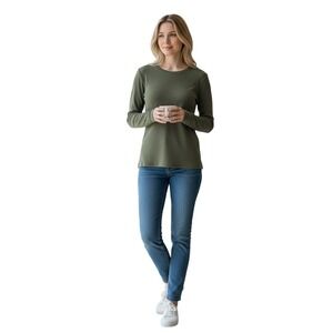 Banana Republic NWOT - Olive Green Modal Blend Long Sleeve Crew Neck Top Shirt M